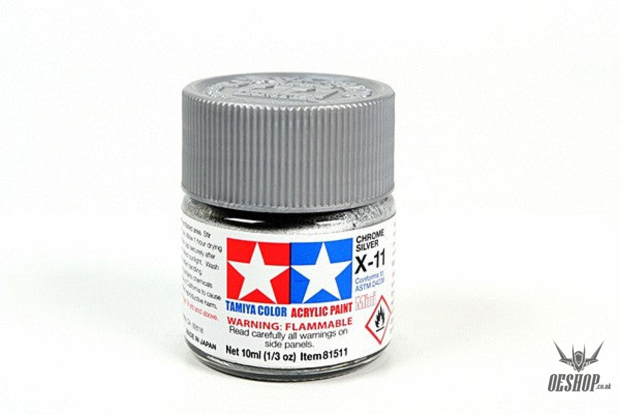 TAMIYA 81511 ACRYLIC MINI X-11 CHROME SILVER 10ml Tamiya 1.85 OEShop