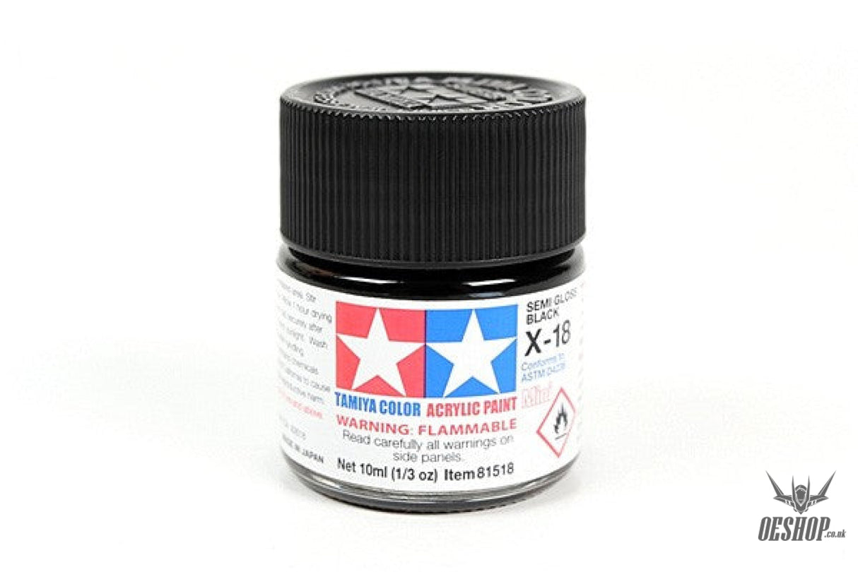 TAMIYA 81518 ACRYLIC MINI X-18 SEMI GLOSS BLACK 10ml Tamiya 1.85 OEShop