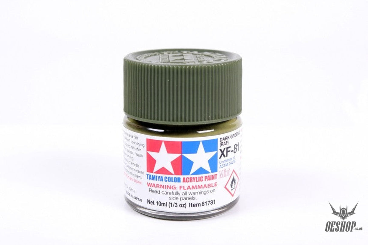TAMIYA 81781 ACRYL.MINI XF-81  RAF DARK GREEN 2 10ml Tamiya 1.85 OEShop
