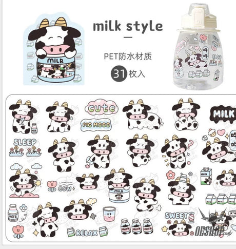 Telado Panda-farm Dairy-farm Stickers Dairy farm Milk Style (31 pieces) Sticker