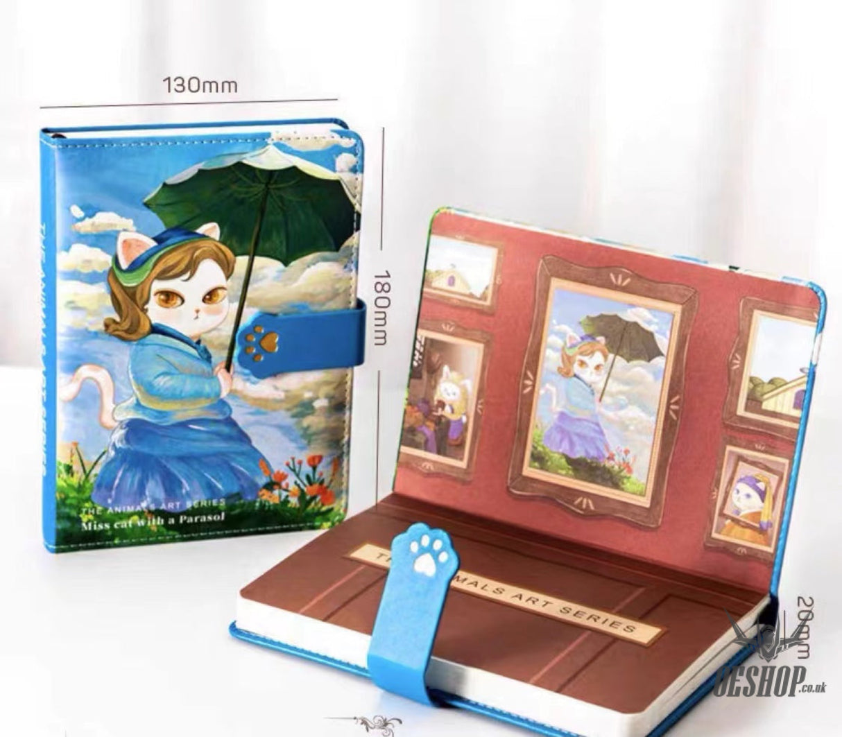 The Animals Art Series Scrapbooking Diary Notebook Miss cat with a Parasol