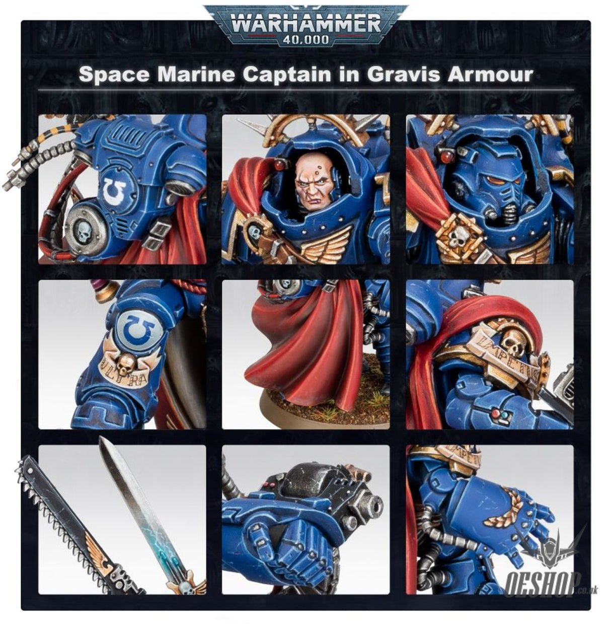 Warhammer 40,000 Space Marines: Captain in Gravis Armour 48-70 Tabletop Wargame