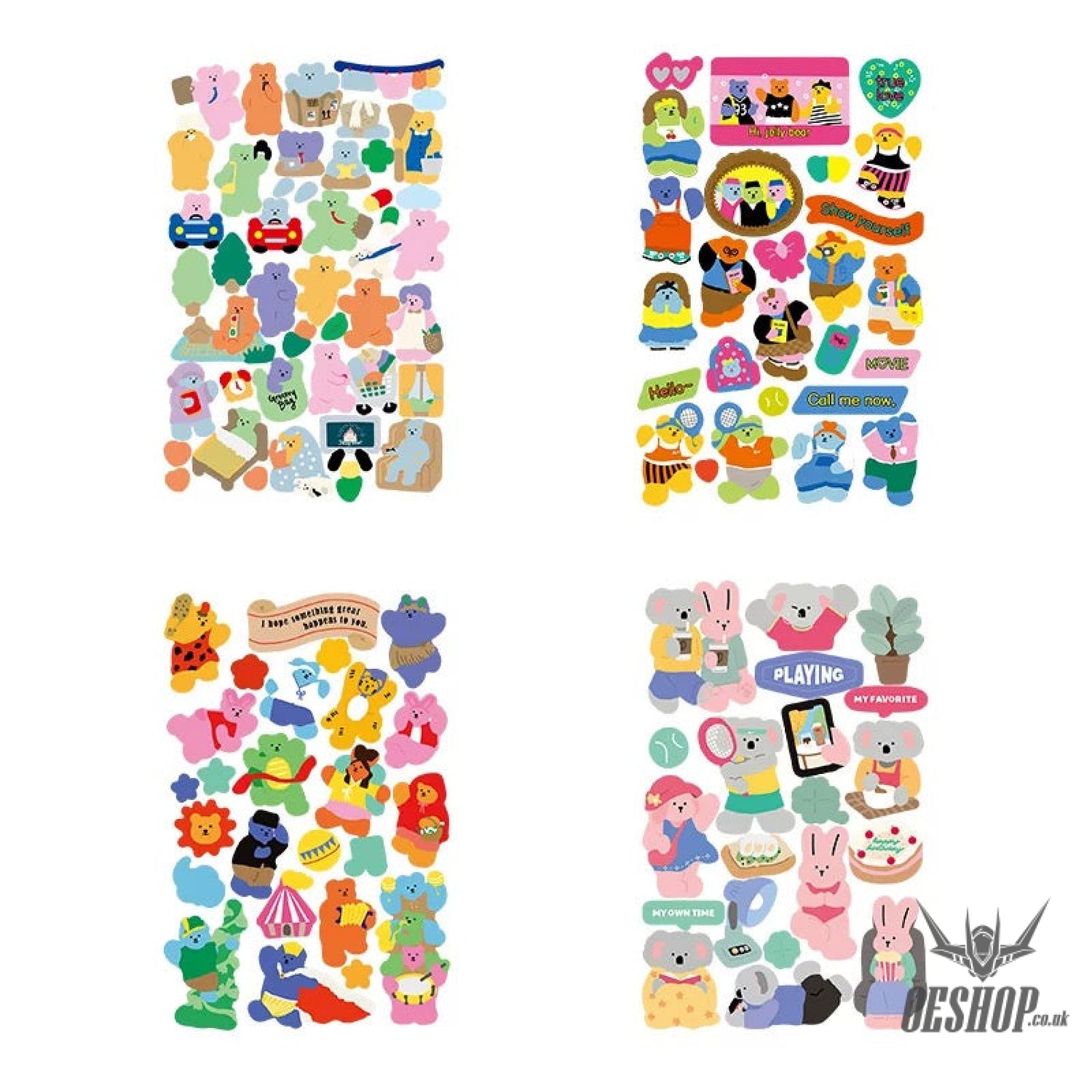 Yzyuezhen Cute Animal Stickers (4 pieces) Bear Friends (4 pieces) Sticker