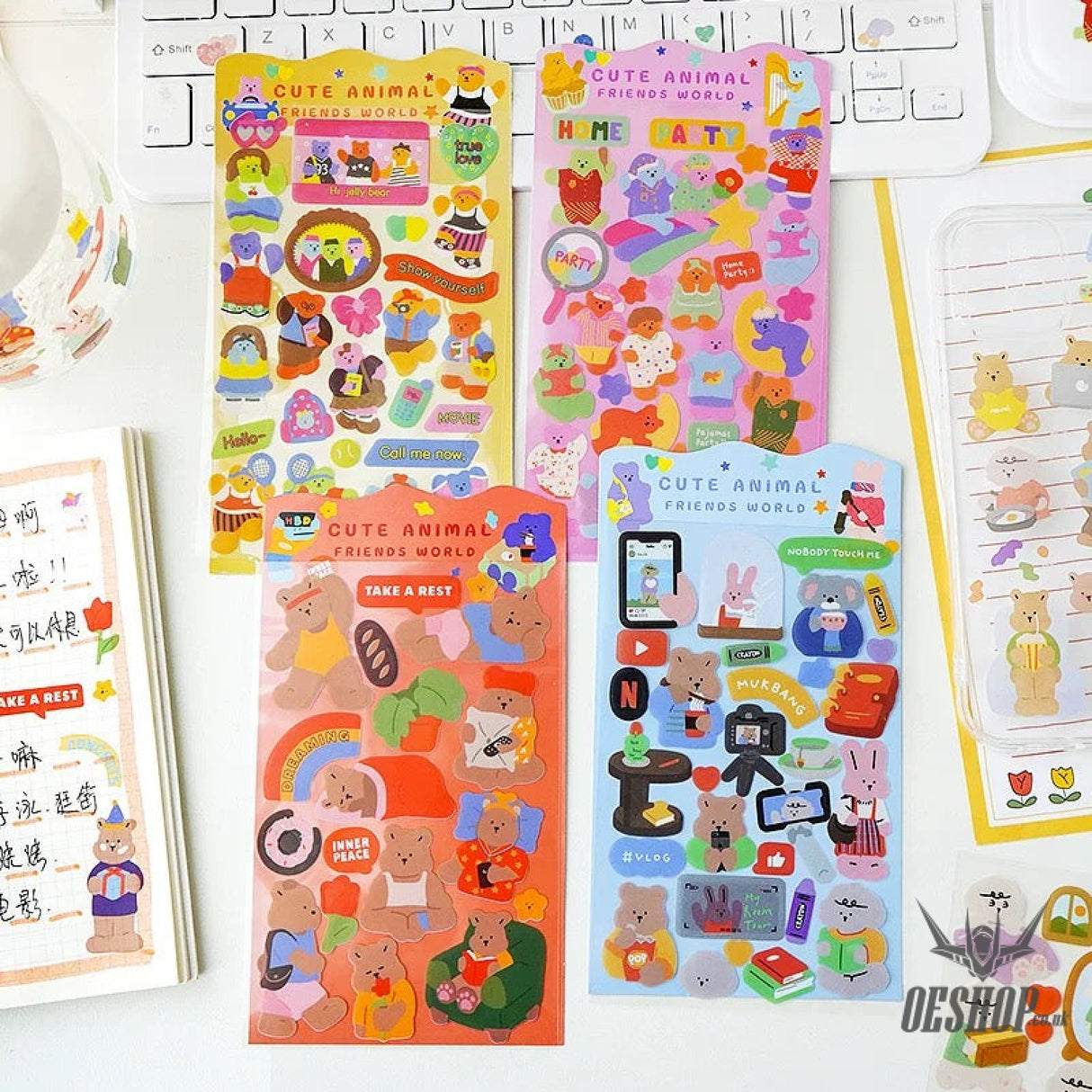 Yzyuezhen Cute Animal Stickers (4 pieces) Sticker