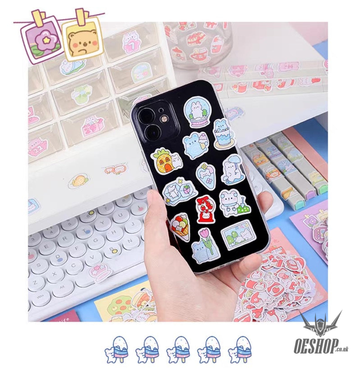 Yzyuezhen Cute Bear & Bunny Stickers (200 pieces) Sticker