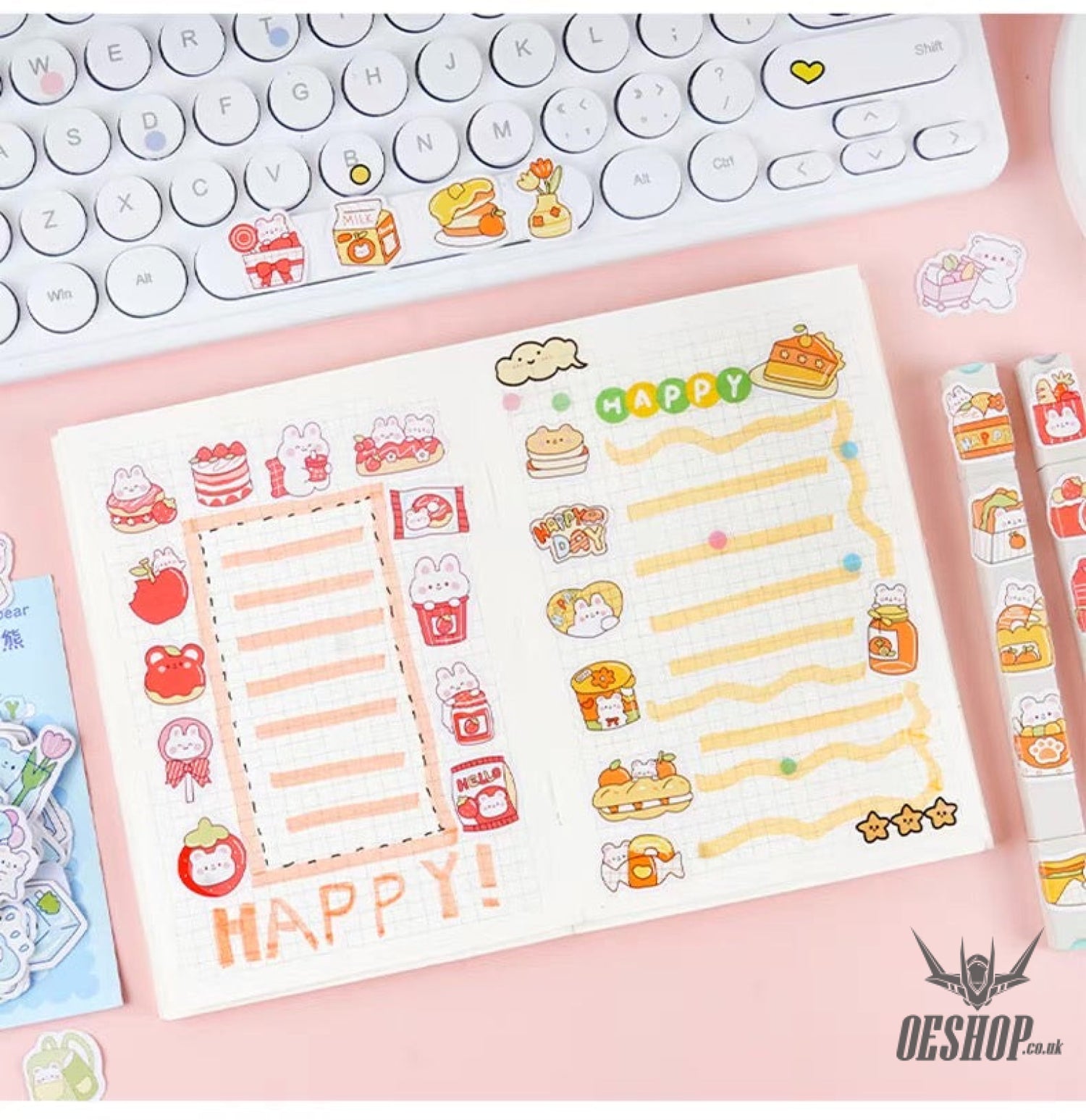 Yzyuezhen Cute Bear & Bunny Stickers (200 pieces) Sticker