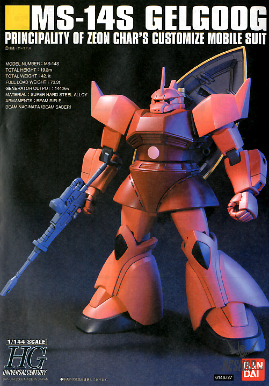 1/144 HGUC 070 MS-14S Gelgoog Char Custom Scale Model Kits