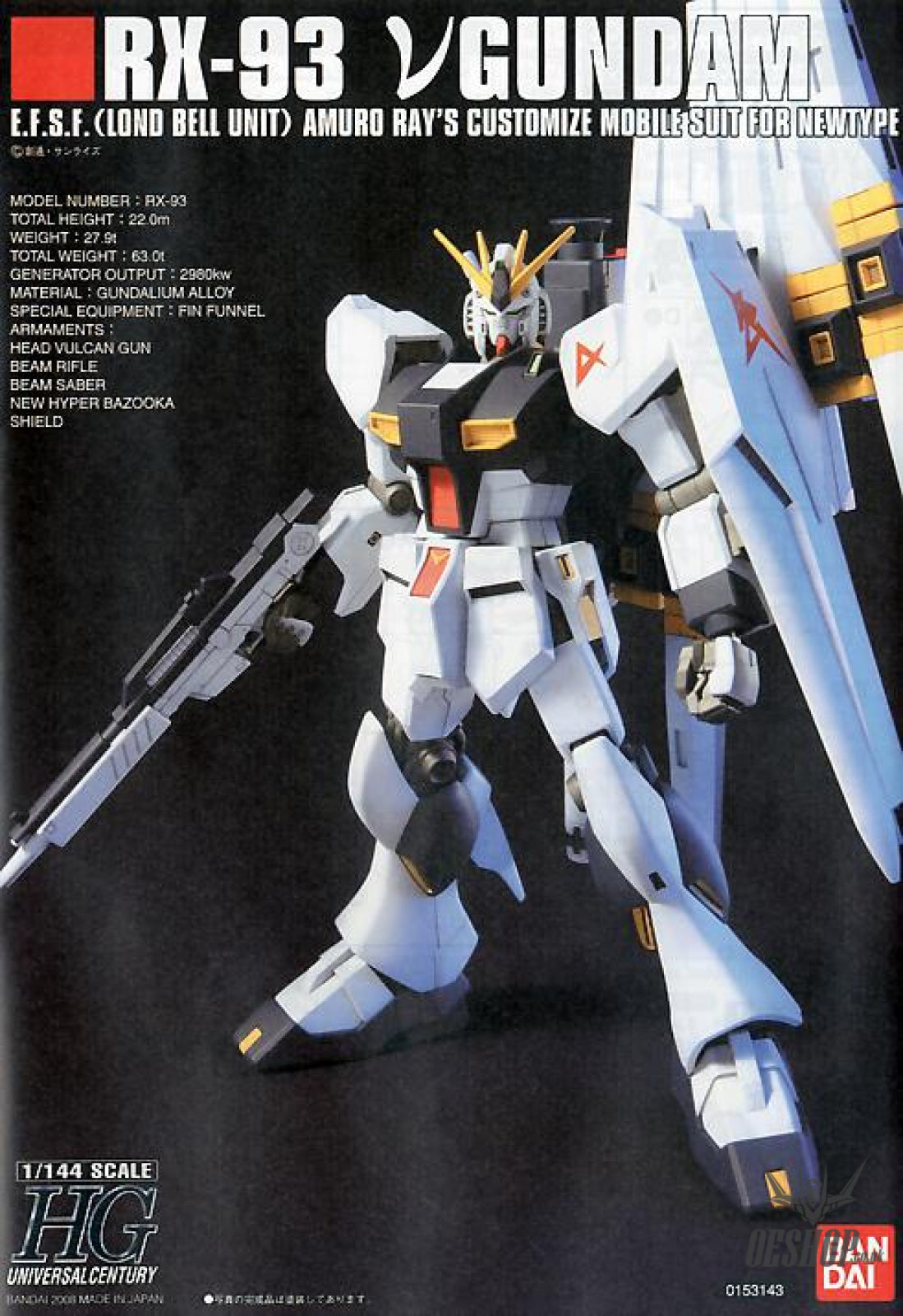 1/144 HGUC 086 RX-93 Nu Gundam Scale Model Kits