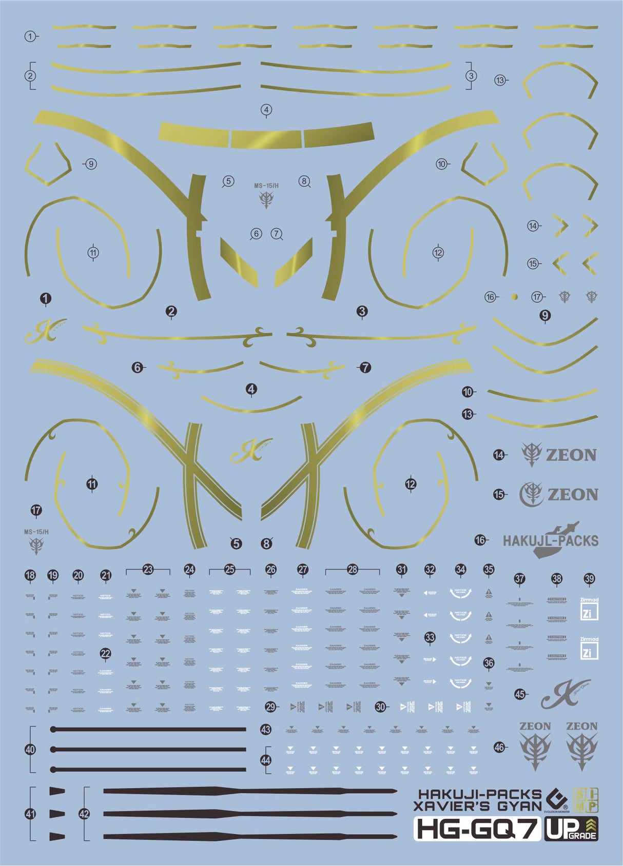 EVO - E-HG GQ-7 (UV) HG GQuuuuuuX JYAN Hakuji-Pack  Evolution Studio Decals