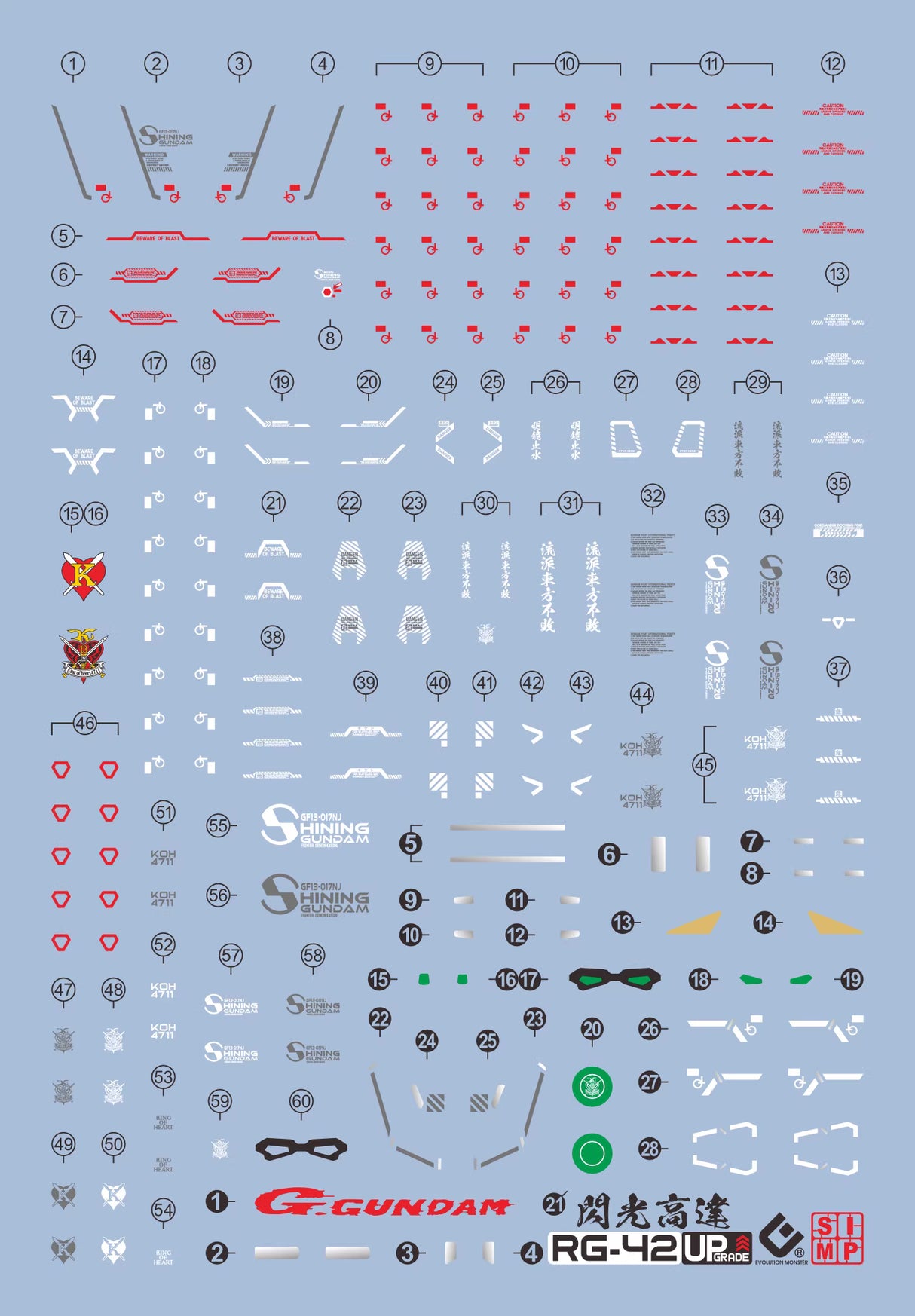 EVO - E-RG42 RG Shining Gundam UV Evolution Studio Decals