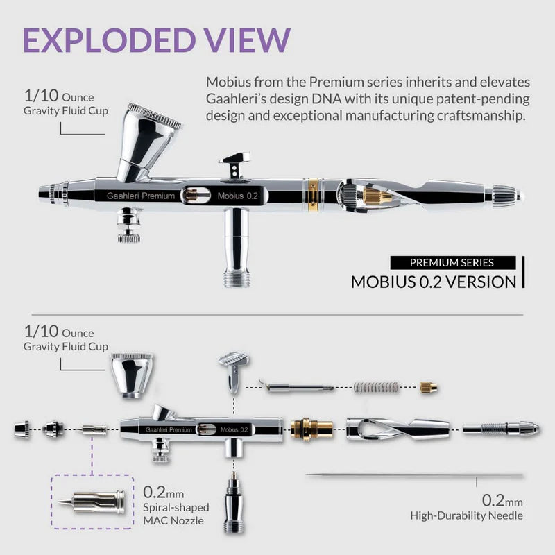Gaahleri Premium Series GHPM-Mobius 0.2mm Airbrush