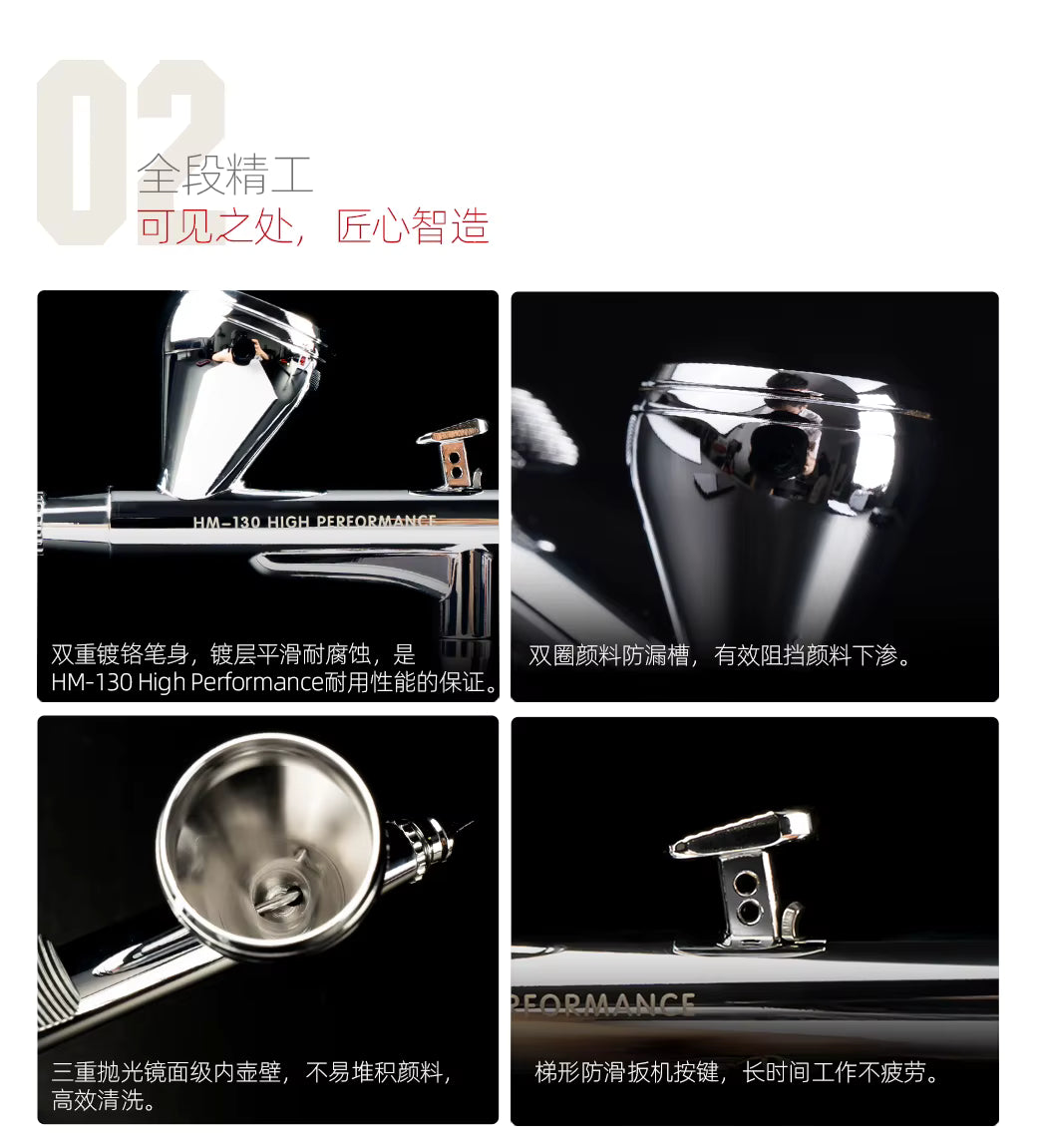 HobbyMio HM-130HP High Performance Airbrush with 0.3MM Quick Disassembly Nozzle