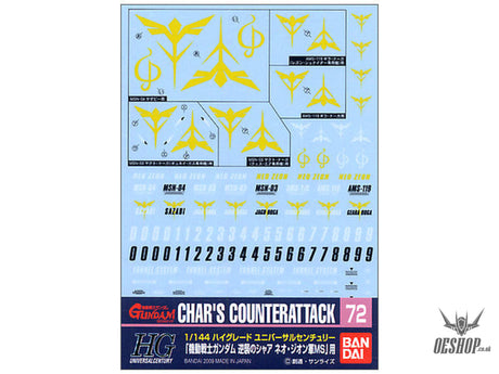 Bandai Gundam Decal GD-72 1/144 HG Neo Zeon Char’s Counterattack Ver. Decal Decals