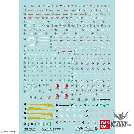 Bandai Gundam Decal No.112 RG 1/144 Unicorn Gundam Decals