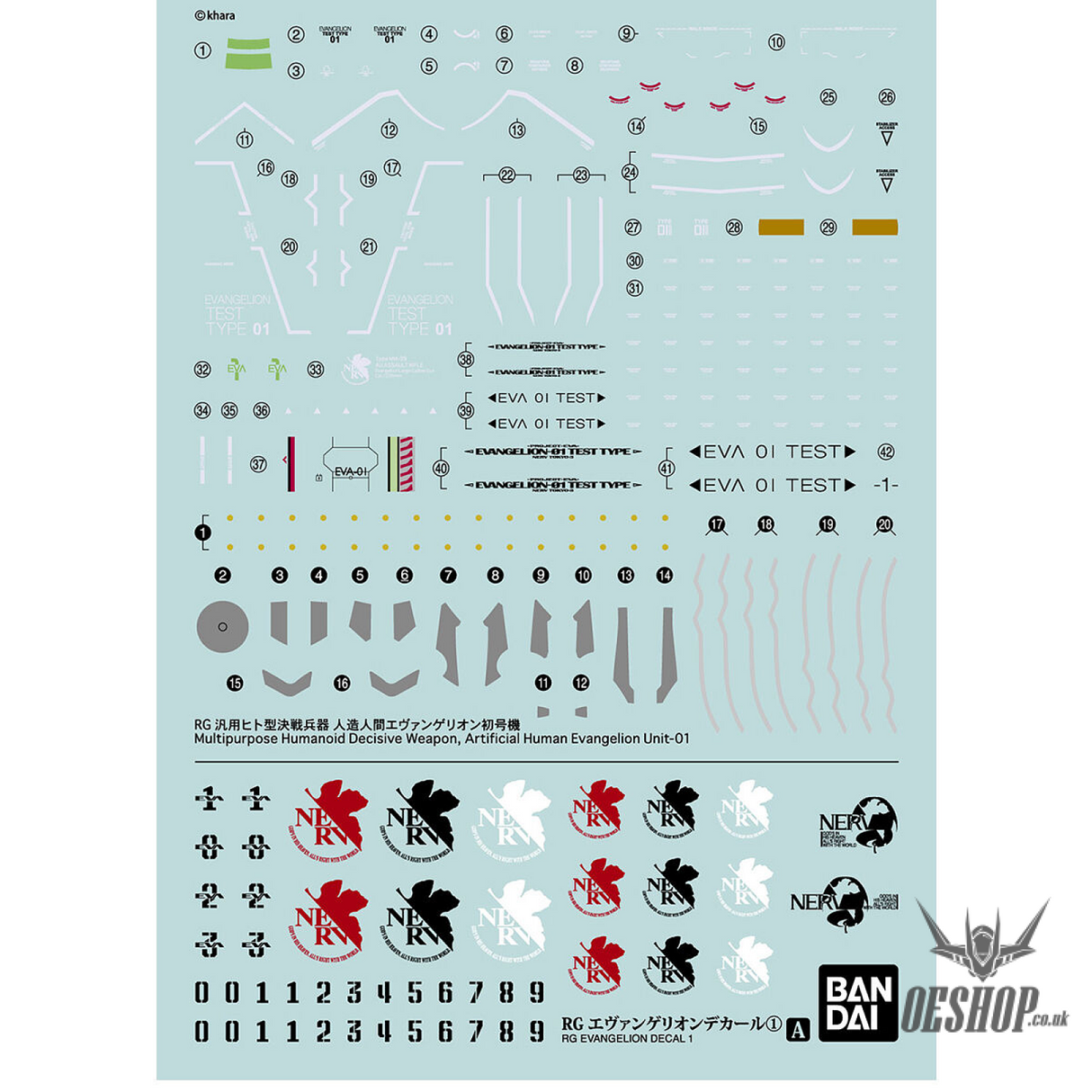 Bandai RG Evangelion decal 1 Decals