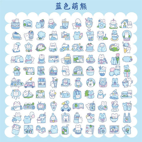 Yzyuezhen Cute Bear & Bunny Stickers (200 pieces)
