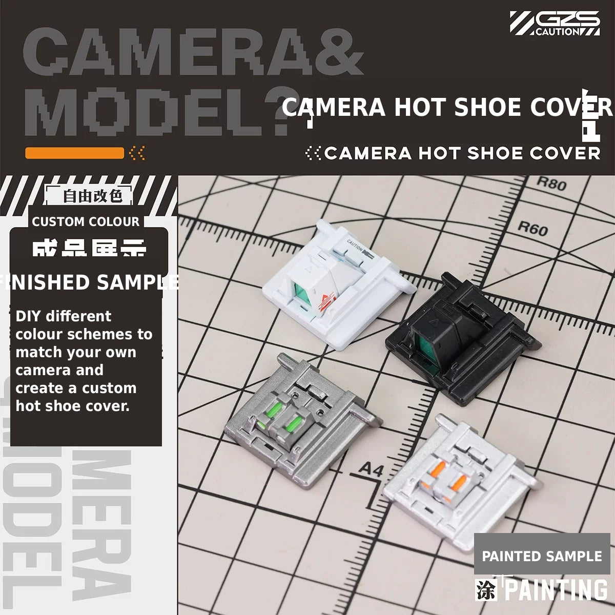 GZ Studio Modular Camera Hot Shoe Cover | Sci-Fi Tactical Style | Compatible with Sony, Nikon & Canon DSLR/Mirrorless Cameras