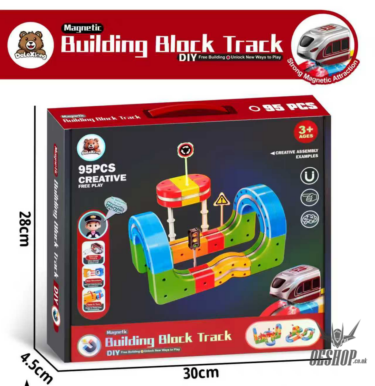 DeLeXiong DD1005B Magnetic Building Block Track Set – Harmony Phantom Light-Up Train (95PCS) - Toys