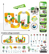 DeLeXiong DD1073 Magnetic Building Block Track Set – City Pioneer with Light-Up Vehicle (147 PCS) - Toys