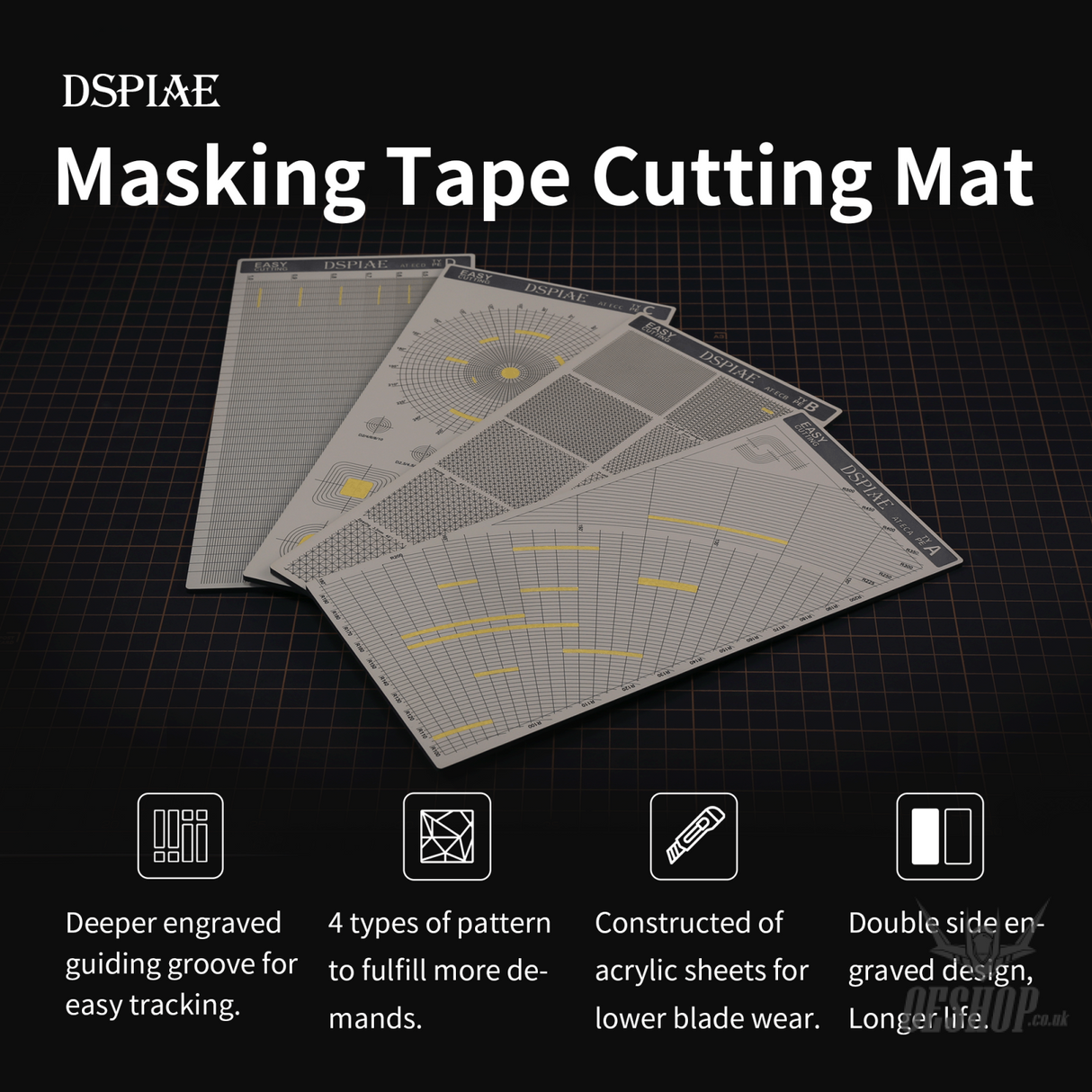 Dspiae At-Ec Masking Tape Cutting Mat (Concentric Circles)