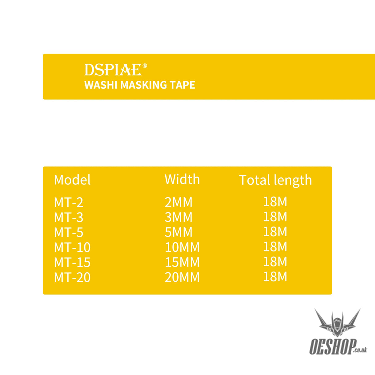 Dspiae Mt Washi Masking Tape 18M 2-20Mm