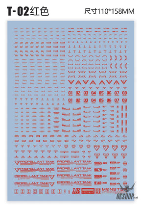 Evo 1/100 Monster Series Ultra High Definition Universal General Decals Evolution Studio T02 - Red