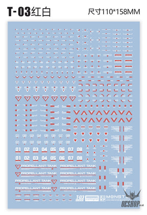 Evo 1/100 Monster Series Ultra High Definition Universal General Decals Evolution Studio T03 - Red