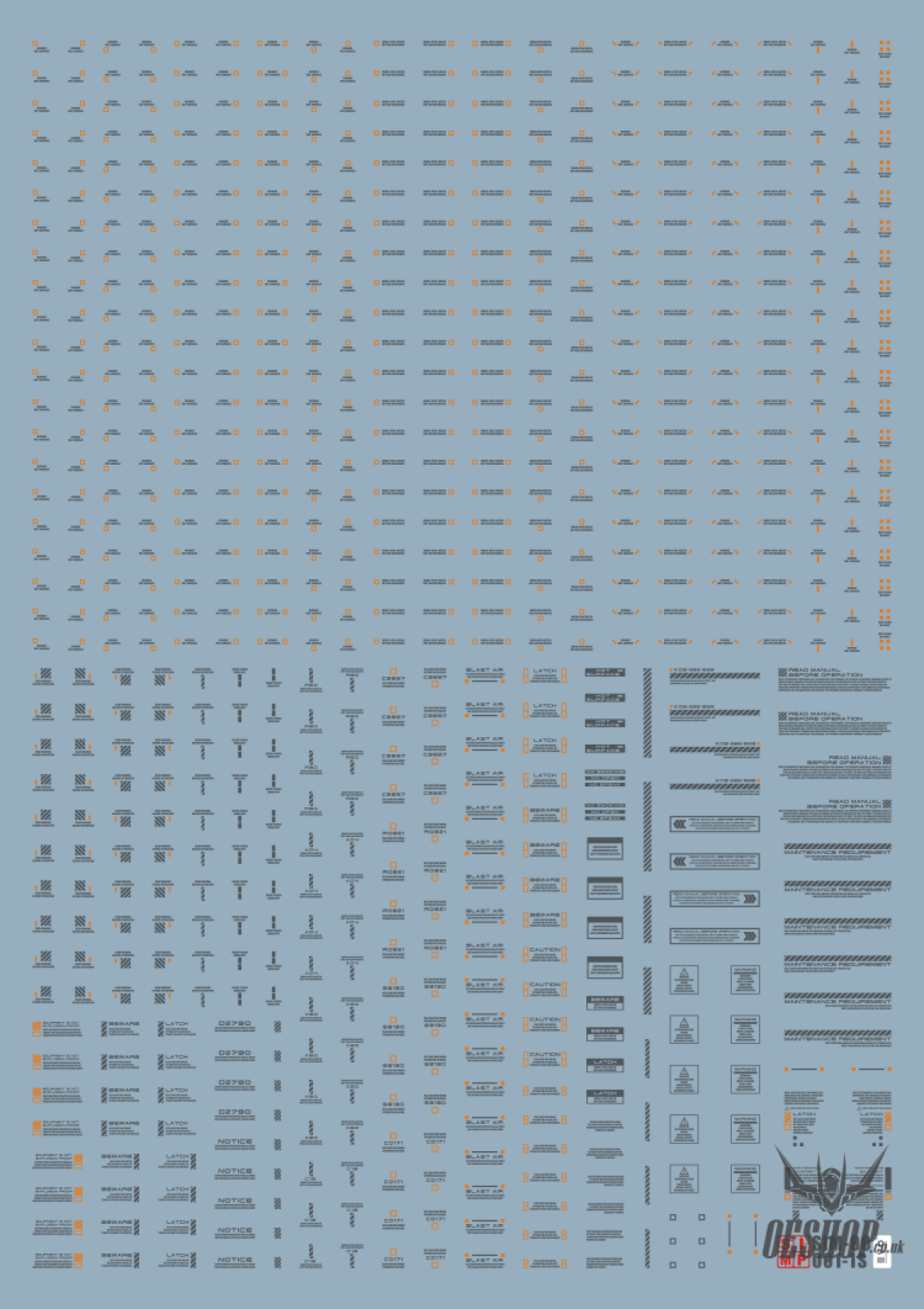 Evo Rb01 Rb02 Nc06 1/144 General Uv Fluorescent Evolution Studio Decals Rb01-1S Orange-Darkgray