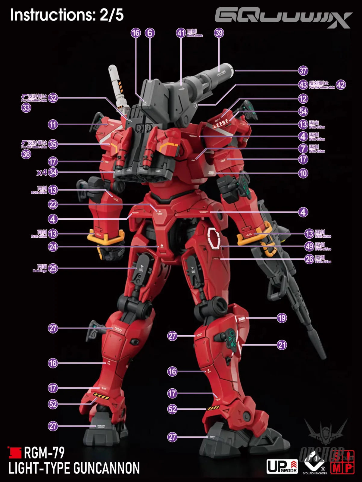 EVO - E-HG GQ-5 (UV) HG GQuuuuuuX Light-type Guncannon Evolution Studio Decals - Decals