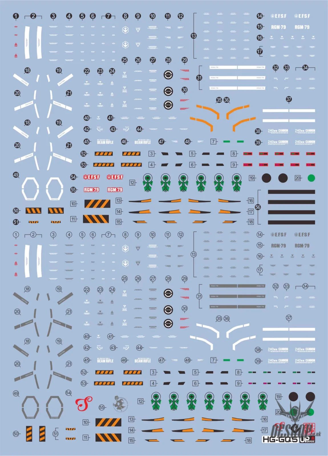 EVO - E-HG GQ-5 (UV) HG GQuuuuuuX Light-type Guncannon Evolution Studio Decals - Decals