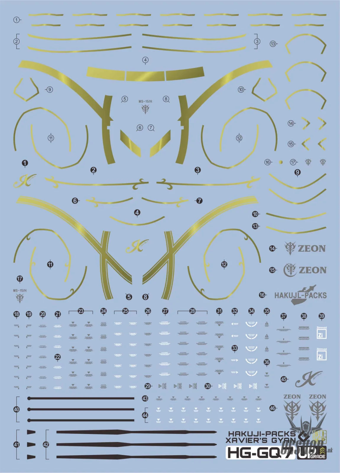 EVO - E-HG GQ-7 (UV) HG GQuuuuuuX JYAN Hakuji-Pack Evolution Studio Decals - Decals
