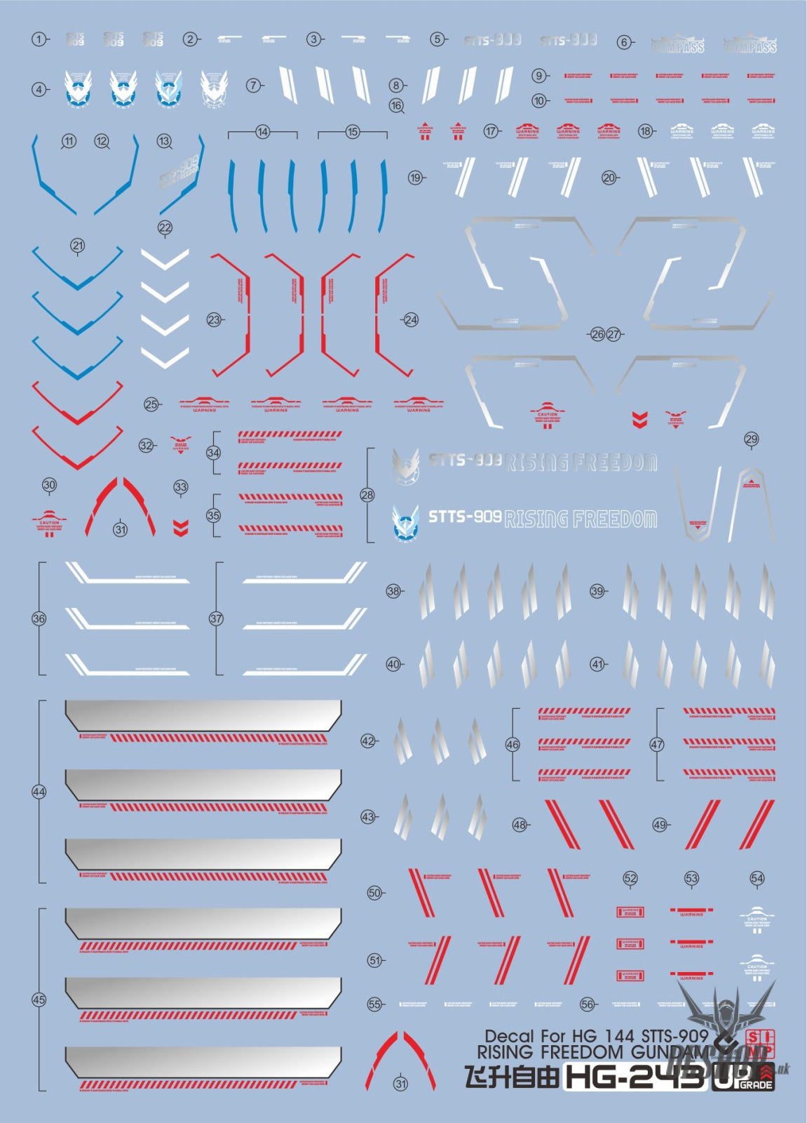 EVO - E-HG243 (UV) HG Rising Freedom Gundam Evolution Studio Decal Decals
