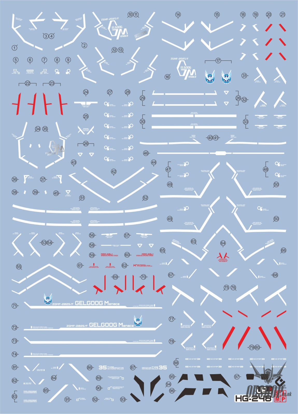 EVO - E-HG248 (UV) HG Gelgoog Menace Gundam Evolution Studio Decal Decals
