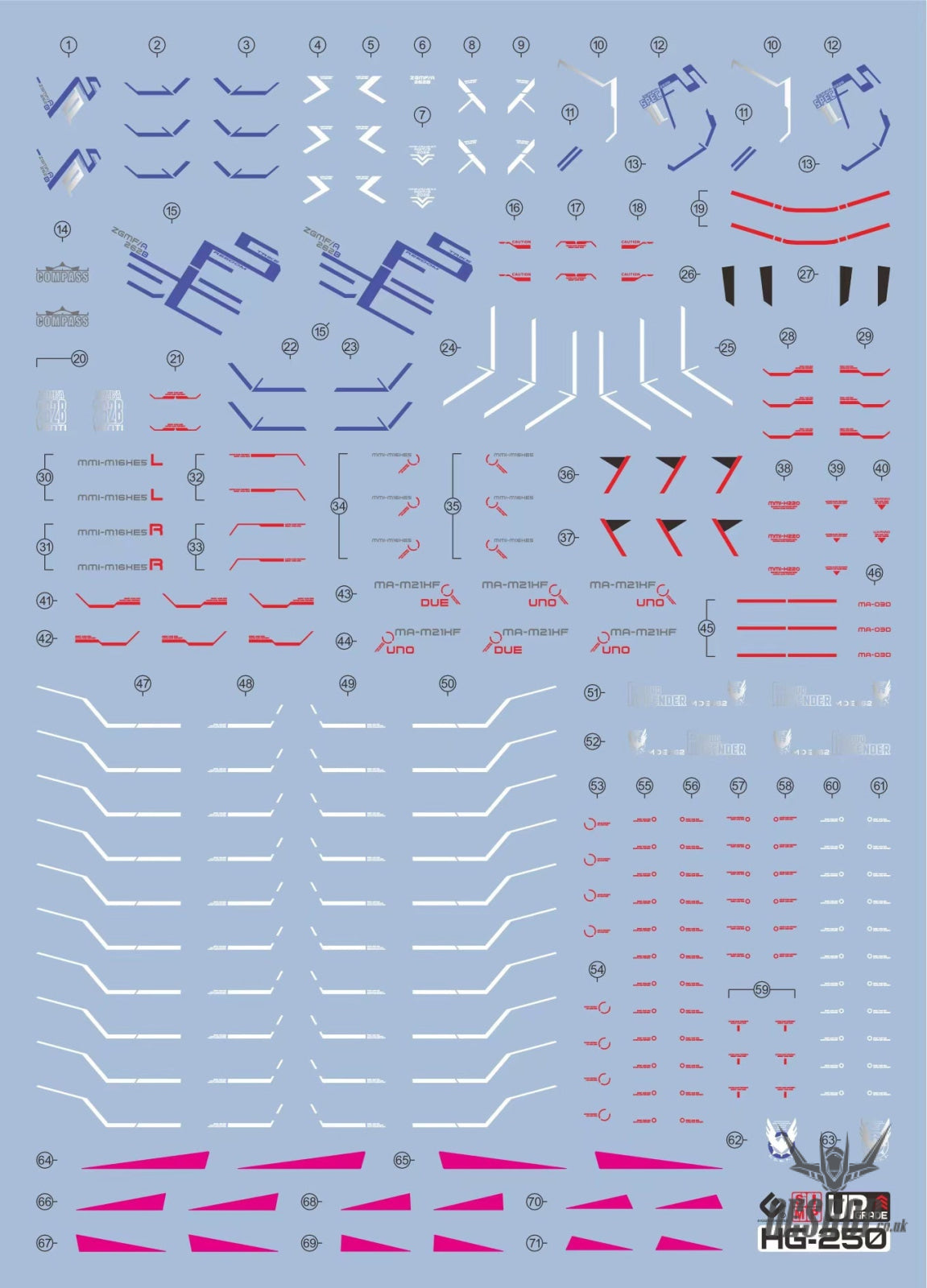 EVO - E-HG250 (UV) HG Mighty Strike Freedom Gundam Evolution Studio Decal Decals