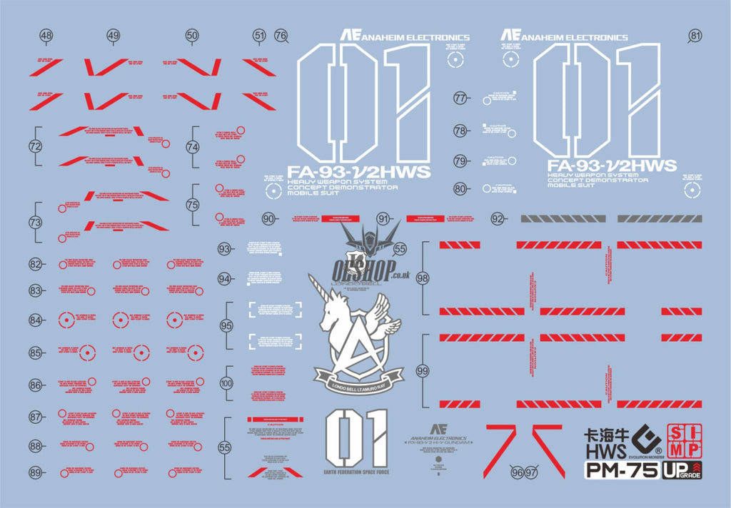 EVO - E-m075 (UV) MG RX93-V2 Hi-ν-Gundam Evolution Studio Decals Decals