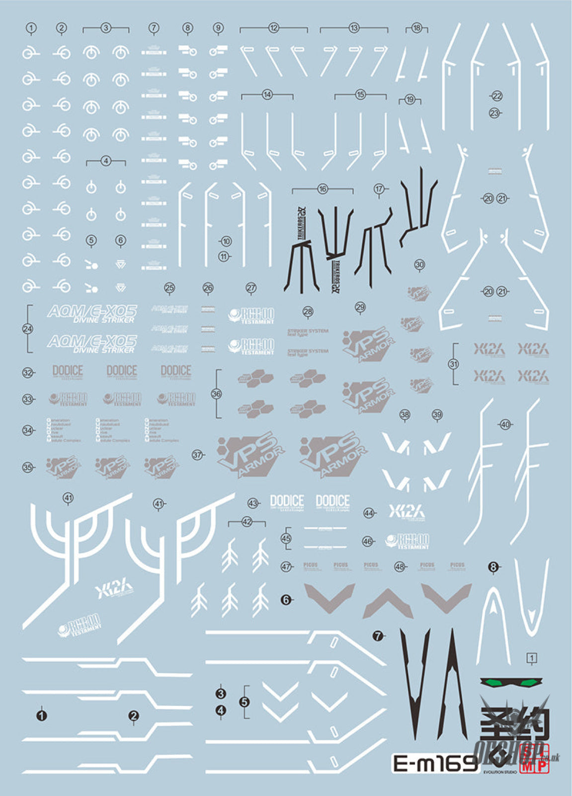 Evo - E-M169 (Uv) Mg Zgmfx12A Testament Gundam Evolution Studio Decals