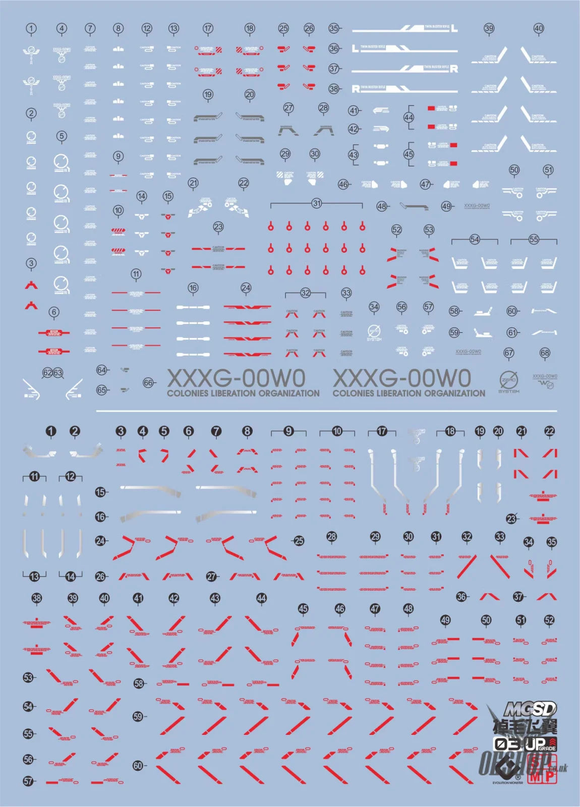 EVO - E-MGSD03 (UV) MGSD Wing Gundam Zero EW Evolution Studio Decals - Decals