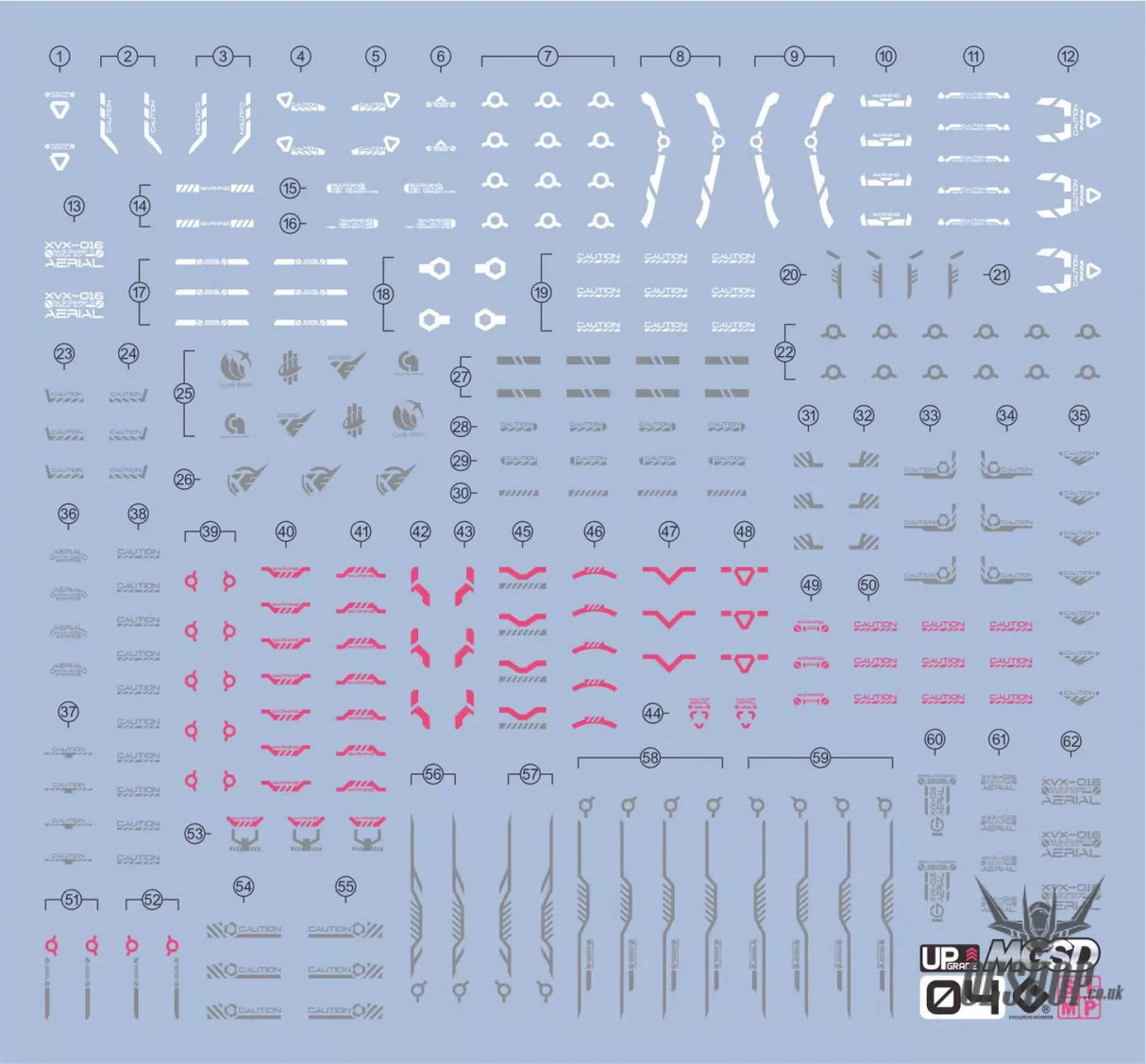EVO - E-MGSD04 (UV) MGSD Gundam Aerial Evolution Studio Decals - Decals