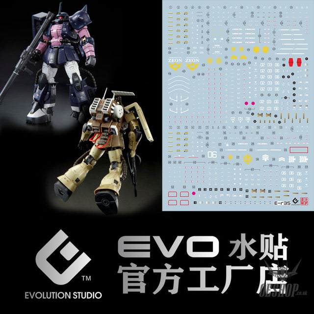 Evo E-R35 Rg Black 3Star & Minelayer Zaku Uv Evolution Studio Decals