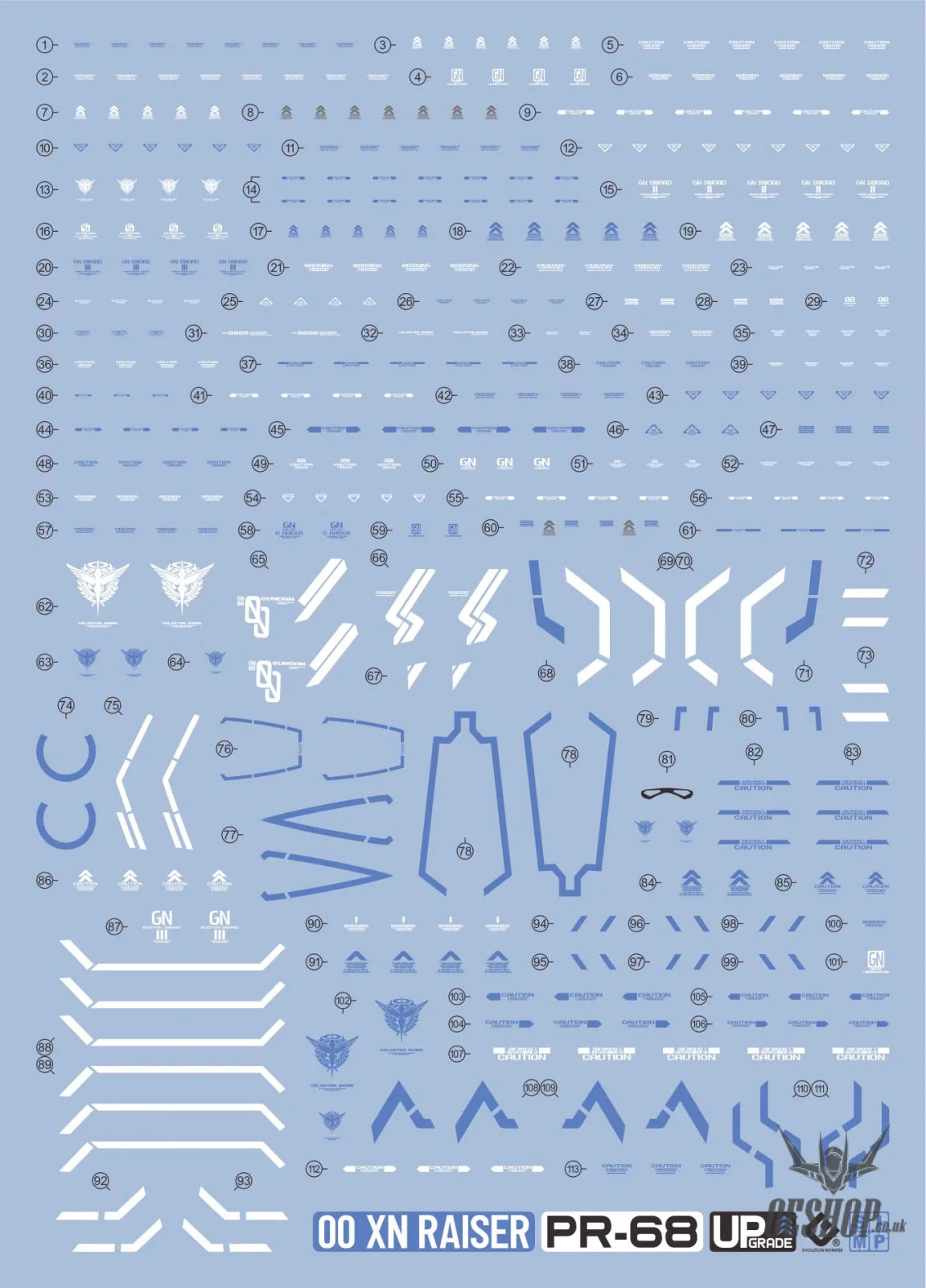 EVO E-r68 RG 00 XN RAISER Gundam UV Evolution Studio Decals - Decals