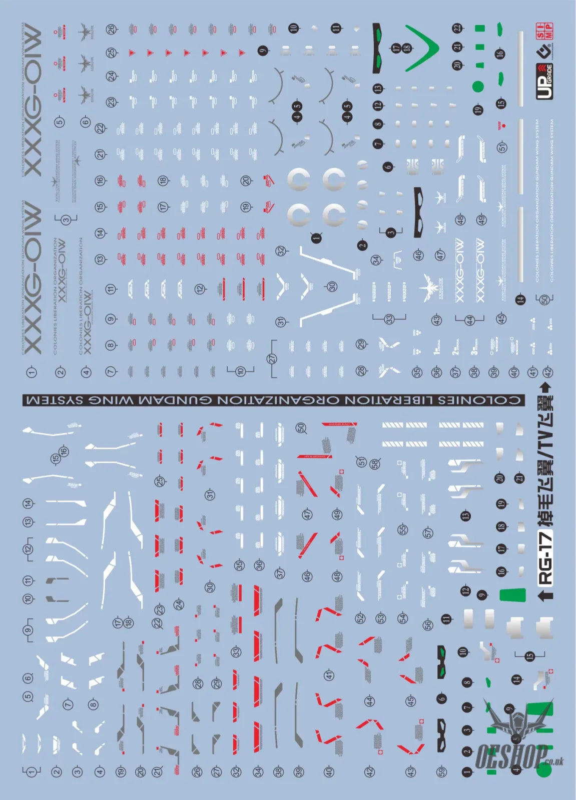 EVO E-RG17 RG TV Wing Gundam + Zero Gundam UV Evolution Studio Decals (New) Decals