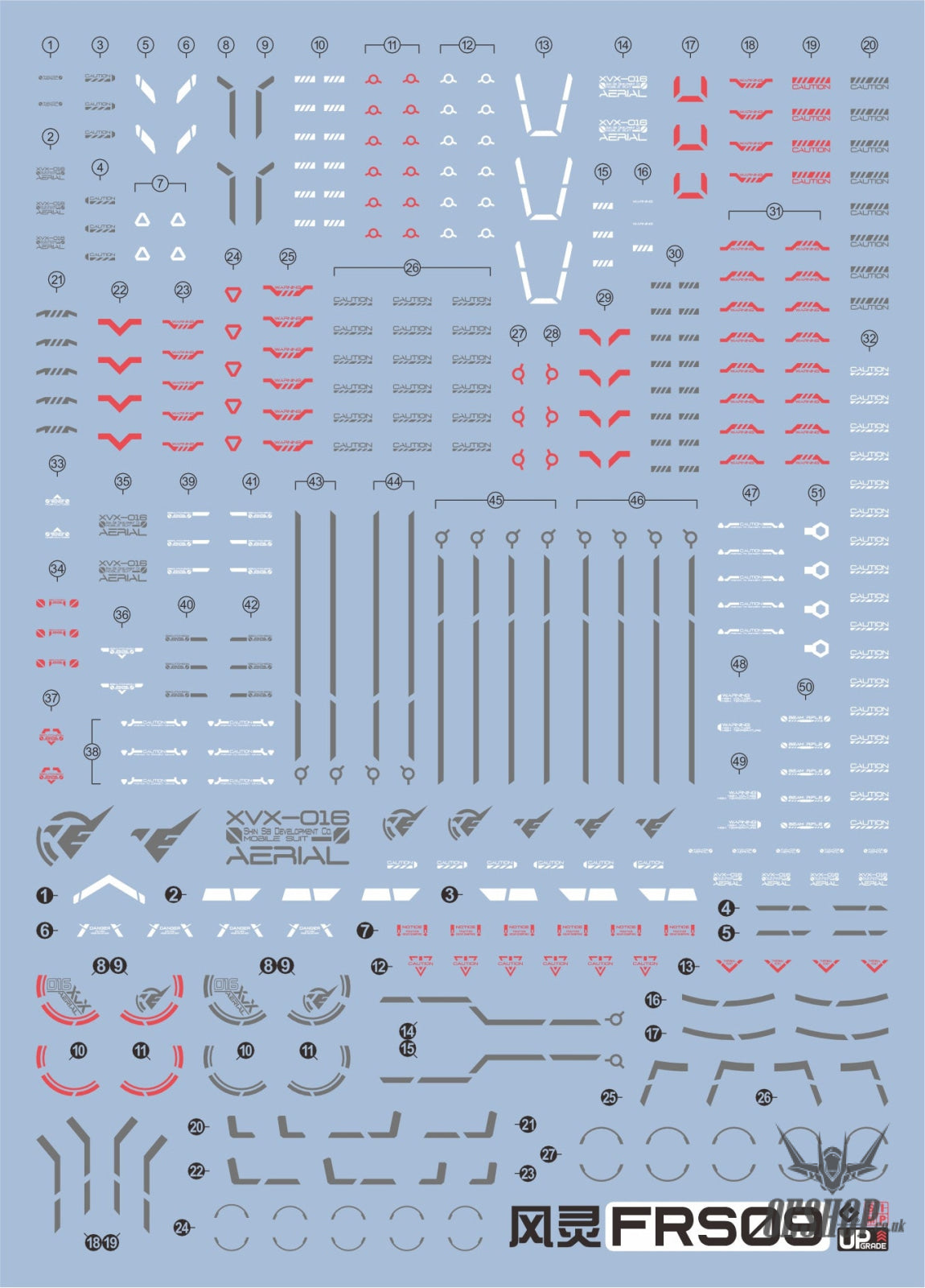 Evo - Fm - Frs09 (Uv) 1/100 Full Mechanics Gundam Aerial Evolution Studio Decals