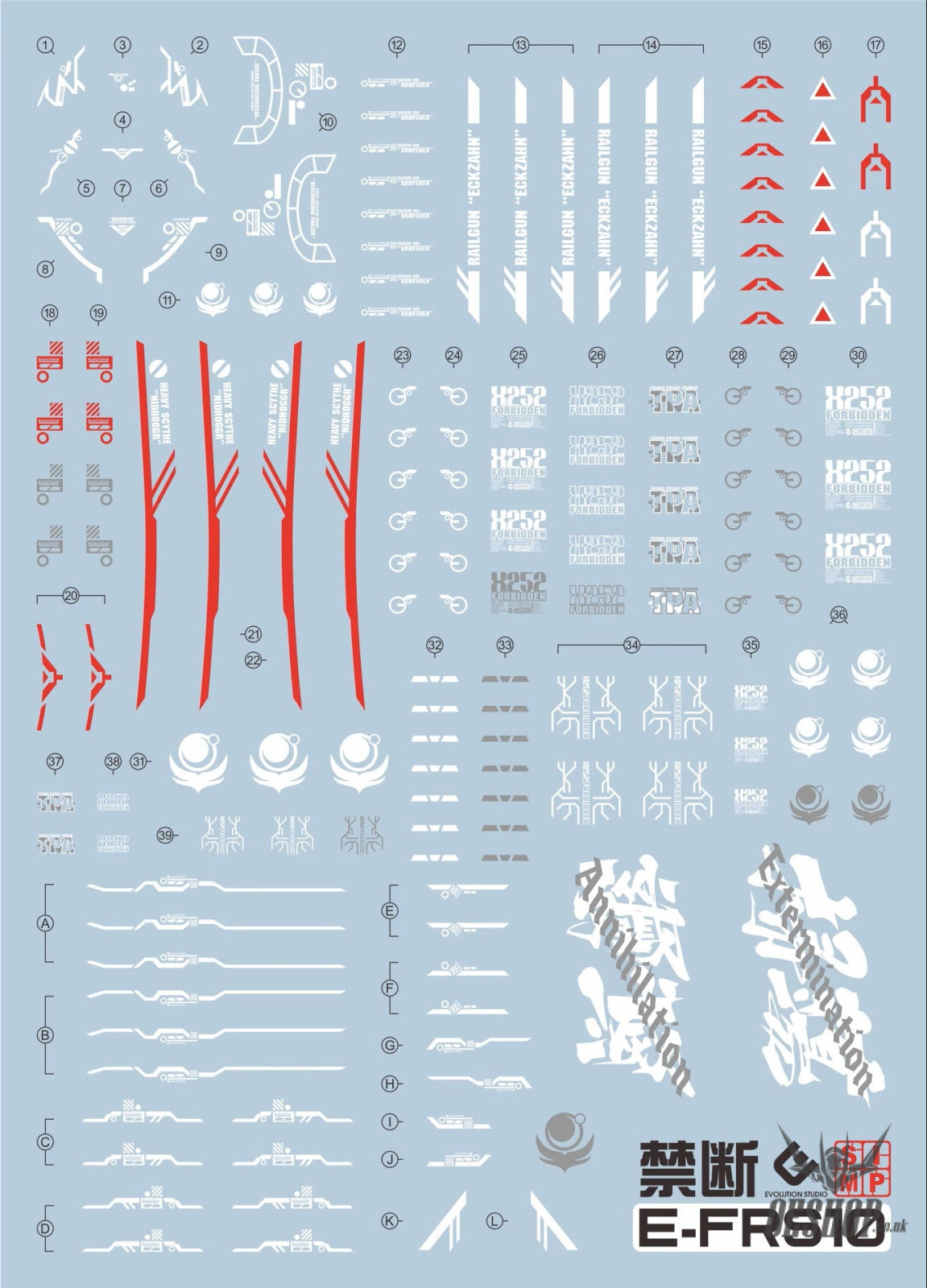 EVO - FM-FRS10 (UV) 1/100 Full Mechanics Forbidden Gundam GAT-X252 Evolution Studio Decals Decals