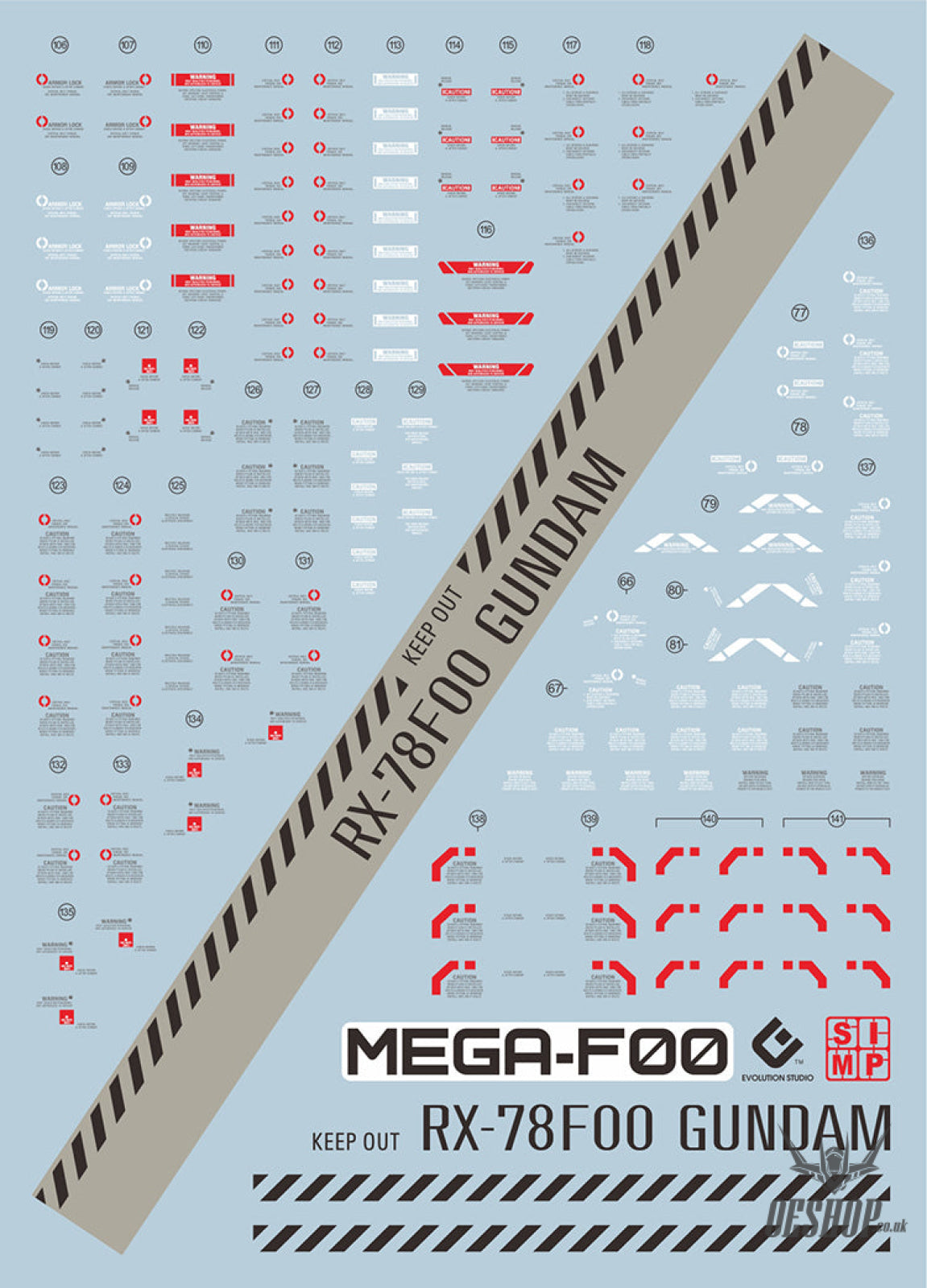 Evo - Mega-F00 (Uv) 1/48 Mega Size Rx-78F00 Evolution Studio Decals