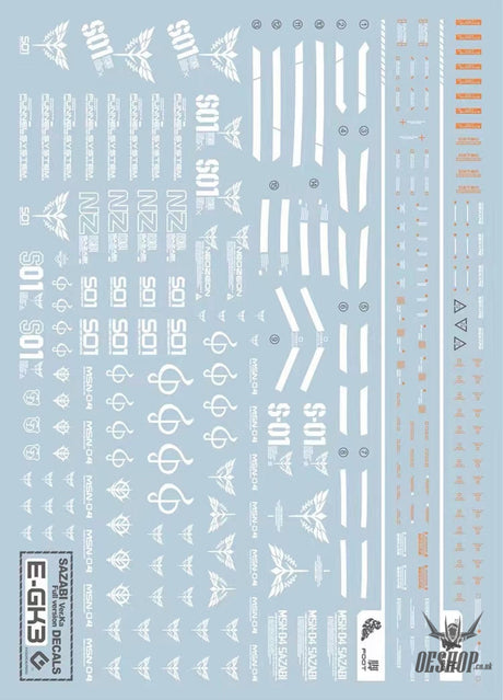 Evo - Gk-3 (Uv) Mg Sazabi (For Gk) Evolution Studio Decals