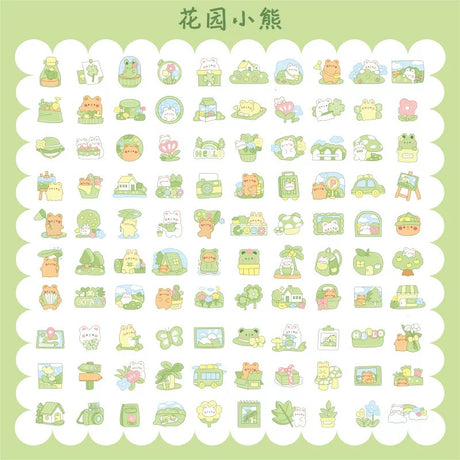 Yzyuezhen Cute Bear & Bunny Stickers (200 pieces)