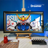 Framed Arts Handmade 3D Decor Paper Art ASW-G-08 Barbatos Picture Black Frame Blue Background 45x26cm Picture Frames