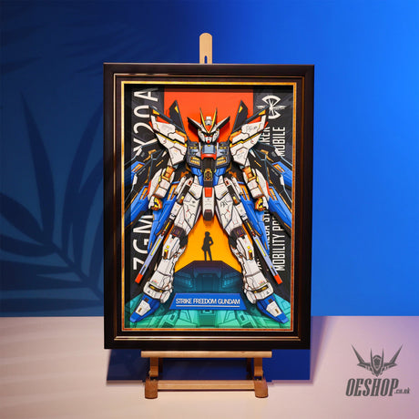 Framed Arts Handmade 3D Decor Paper Art Picture Mecha Robot ZGMF-X20A Black Frame Small 45x33cm Picture Frames