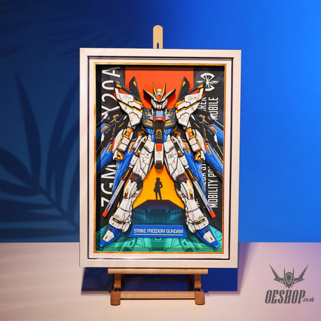 Framed Arts Handmade 3D Decor Paper Art Picture Mecha Robot ZGMF-X20A White Frame Small 45x33cm Picture Frames