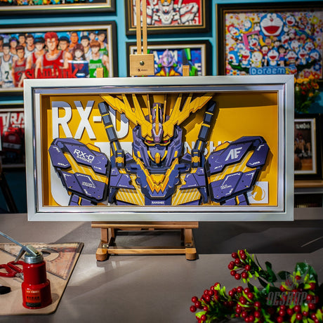 Framed Arts Handmade 3D Decor Paper Art RX-0 Banshee Picture White Frame Small 45x26cm Picture Frames